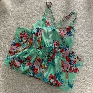 BeBop Green Floral Hi-Low Crossback Strap Dress XL